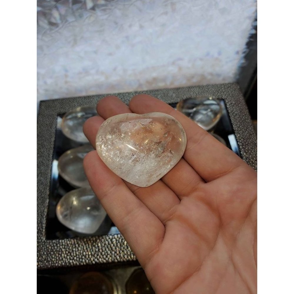 One (1) large Clear Quartz Carved Heart
